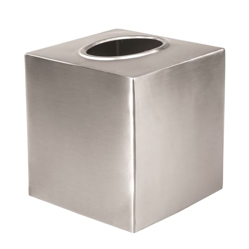 Grand Bath Collection Boutique Tissue Box Cover, Brushed Stainless Steel